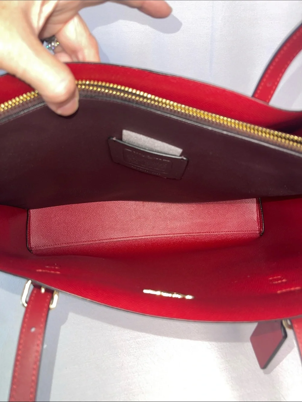 Coach Molly Tote L2377-1665 Signature Canvas Brown Red Leather